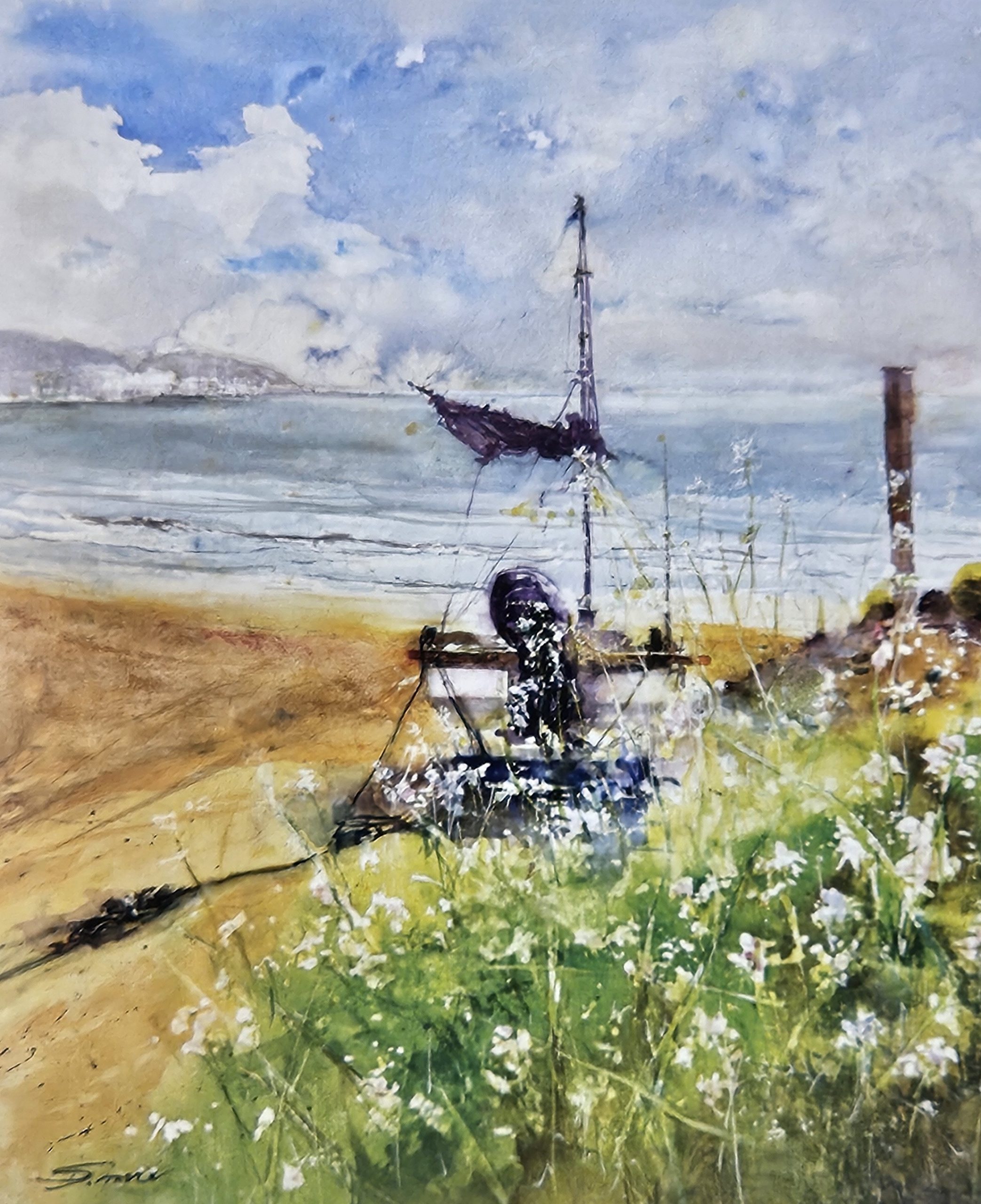 佐助カフェで出展した「森信也 水彩画展」の展示イメージ1